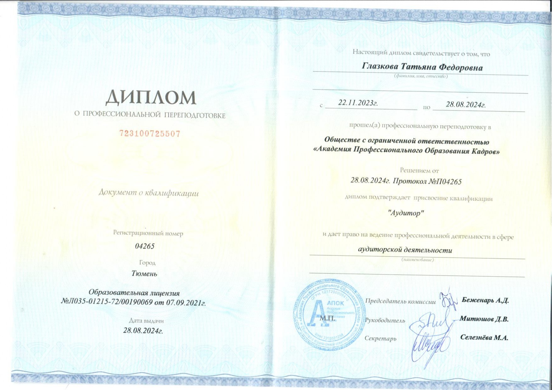 Диплом аудитора